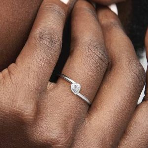 FINAL SALE - Clear Tilted Heart Solitaire Ring