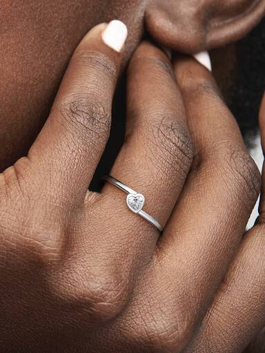 FINAL SALE - Clear Tilted Heart Solitaire Ring