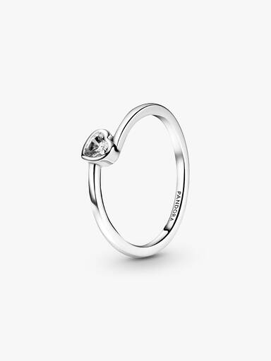 FINAL SALE - Clear Tilted Heart Solitaire Ring - Image 2