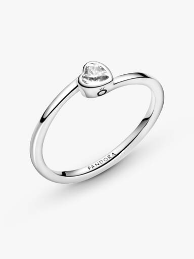 FINAL SALE - Clear Tilted Heart Solitaire Ring - Image 4