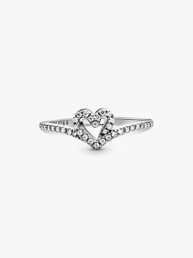 Sparkling Wishbone Heart Ring - Image 5
