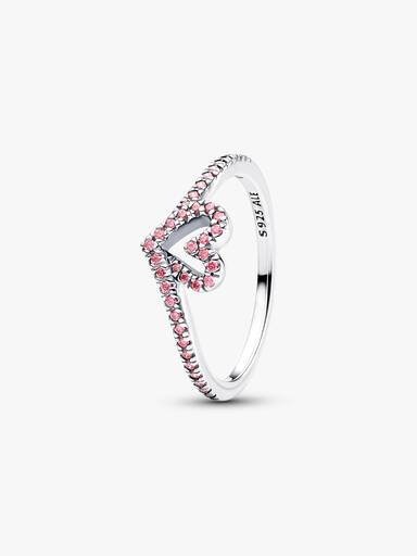 Sparkling Wishbone Pink Heart Ring - Image 2