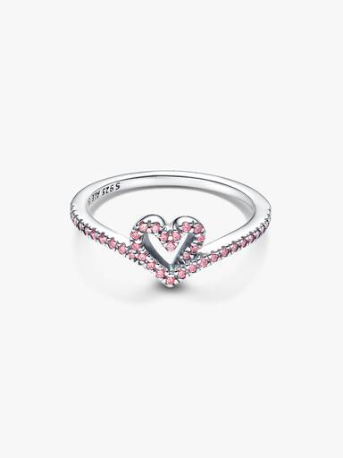 Sparkling Wishbone Pink Heart Ring - Image 4