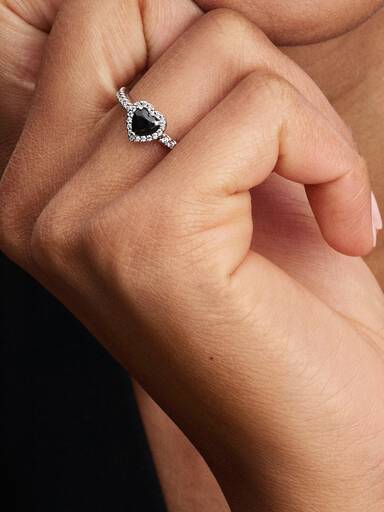 Elevated Black Heart Ring