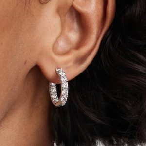 Sparkling Row Eternity Hoop Earrings