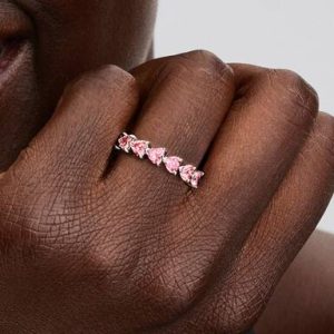Band of Pink Hearts Ring
