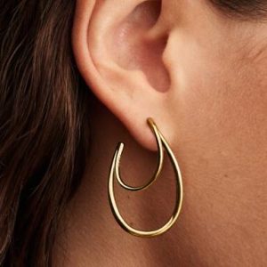Organically Shaped Double Hoop Earrings