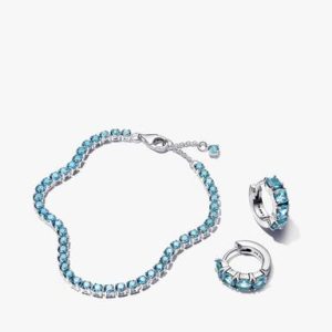 Sparkling Light Blue Tennis Jewelry Set
