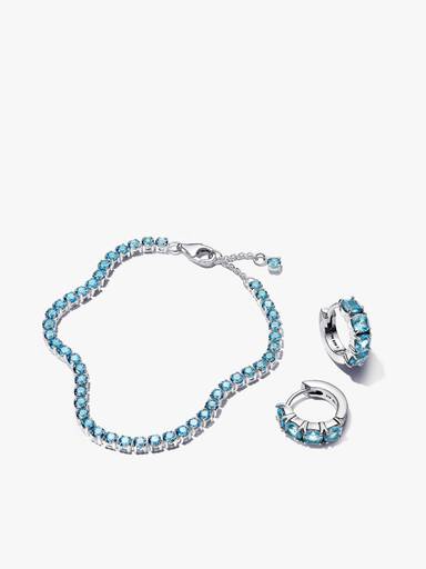 Sparkling Light Blue Tennis Jewelry Set