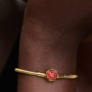 Disney Beauty and the Beast Enchanted Rose Snake Chain Bracelet