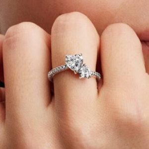Double Heart Sparkling Ring