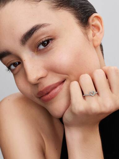 Sparkling Wishbone Heart Ring - Image 3