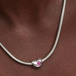 February Engravable Purple Stone Heart Charm
