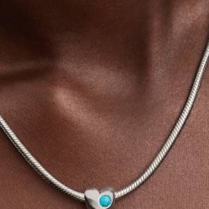 December Engravable Turquoise Blue Stone Heart Charm