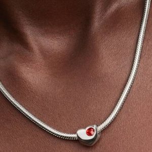 January Engravable Red Stone Heart Charm