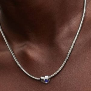 September Engravable Blue Stone Heart Charm