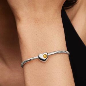 November Engravable Honey Stone Heart Charm