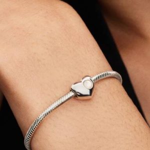 June Engravable White Stone Heart Charm