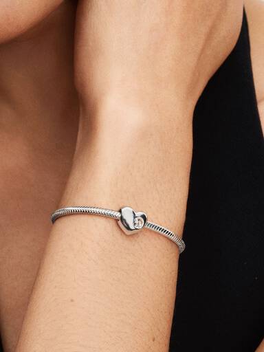 April Engravable Clear Stone Heart Charm
