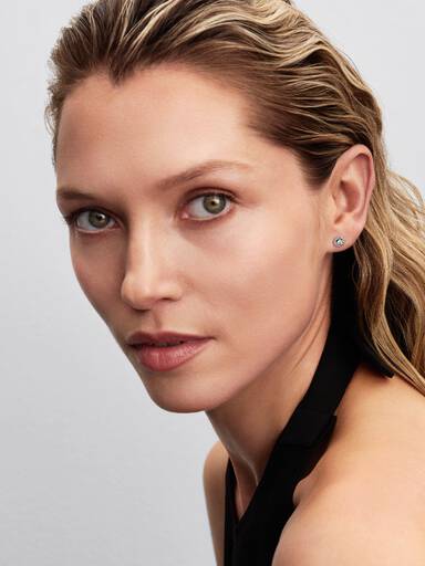 Round Pavé Halo Stud Earrings - Image 3