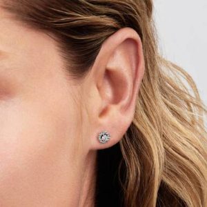 Round Pavé Halo Stud Earrings