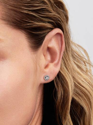 Round Pavé Halo Stud Earrings