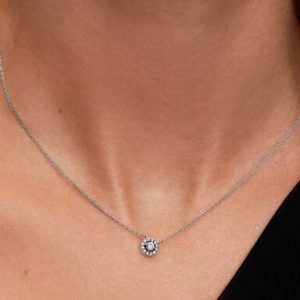 Round Pavé Halo Collier Necklace