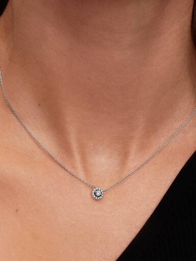 Round Pavé Halo Collier Necklace