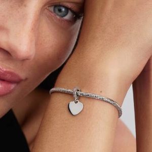 Engravable Heart Pink Stone Dangle Charm