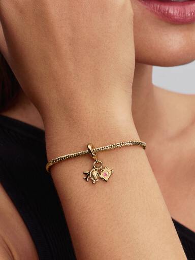 Airplane, Globe & Suitcase Triple Dangle Charm