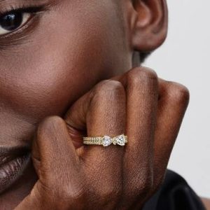 Sparkling Bow Double-row Ring