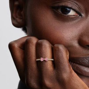 Sparkling Pink Bow Ring