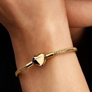 Heart Clasp Faceted Snake Chain Bracelet