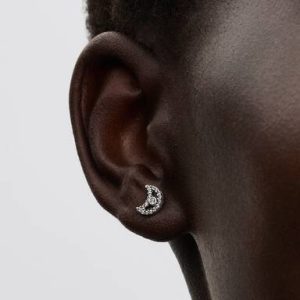 Sparkling Moon Stud Earrings