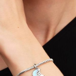 Crescent Moon Double Dangle Charm