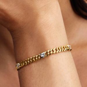 Heart Cuban Chain Bracelet