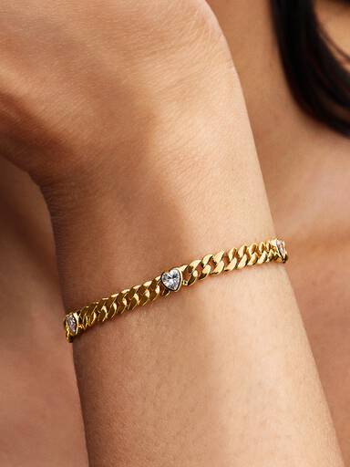 Heart Cuban Chain Bracelet