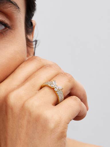 Sparkling Butterfly Bold Ring