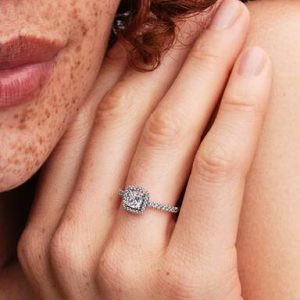 Sparkling Square Halo Ring