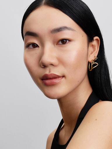 Organically Shaped Heart Small Hoop Earrings - Image 4
