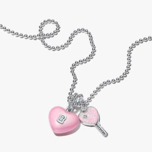 Heart Key & Padlock Necklace Set