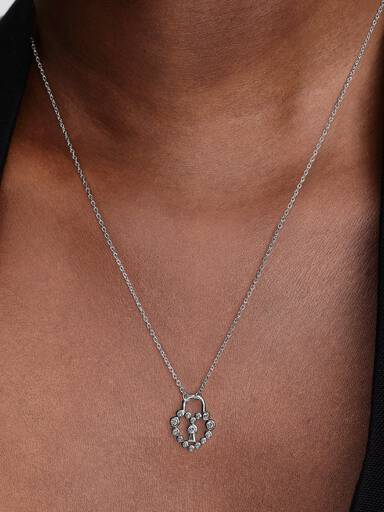 Sparkling Heart Padlock Pendant Necklace