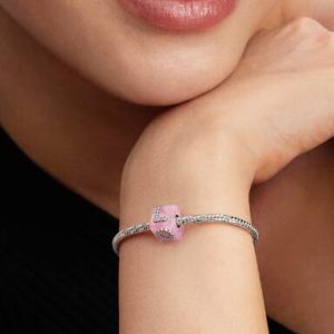 Pink Murano Glass Love Cube Charm