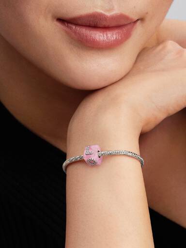 Pink Murano Glass Love Cube Charm