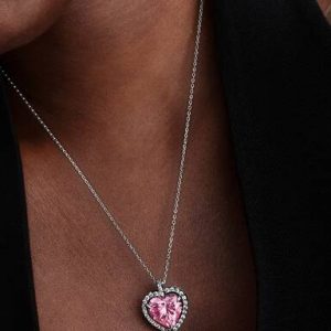 Pink Halo Heart Collier Necklace