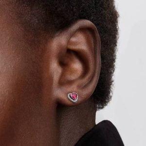 Elevated Red Heart Stud Earrings