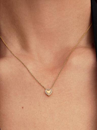 Engravable Heart Halo Collier Necklace