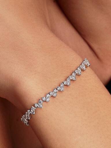 Triple Stone Heart Bracelet