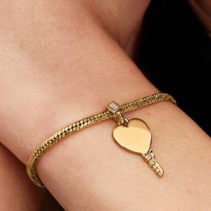 Engravable Heart Key Pendant
