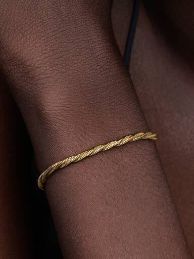 Round Pandora Clasp Twisted Snake Chain Bracelet